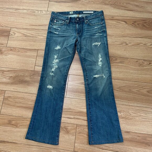 AG Adriano Goldschmied Angel Bootcut Jeans Womens Size 27 Distressed Light Wash - Picture 1 of 5